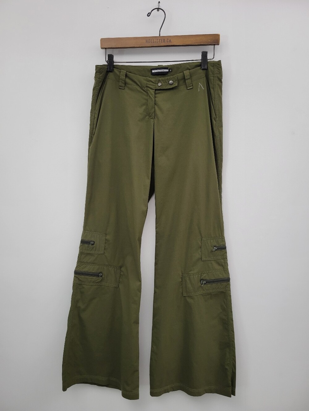 Anatomie Wide Flare Leg Army Green Lightweight Cargo Pants Luxury Travelwear M